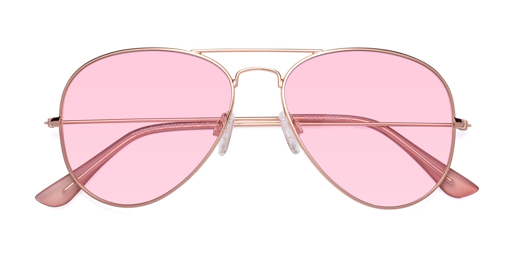 Folded Front of Yesterday in Rose Gold with Light Pink Tinted Lenses