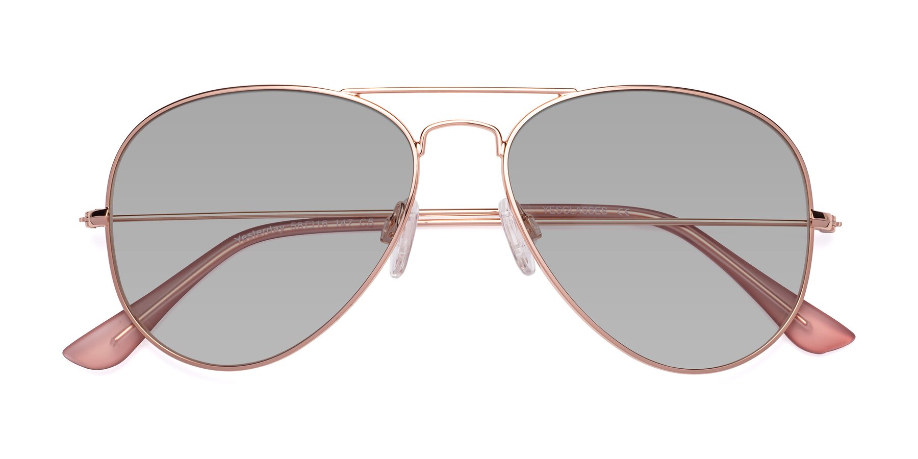 Folded Front of Yesterday in Rose Gold with Light Gray Tinted Lenses