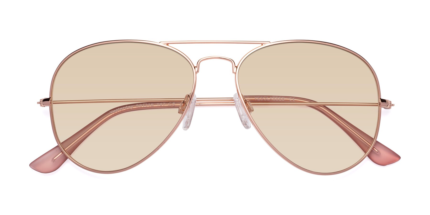 Folded Front of Yesterday in Rose Gold with Light Brown Tinted Lenses