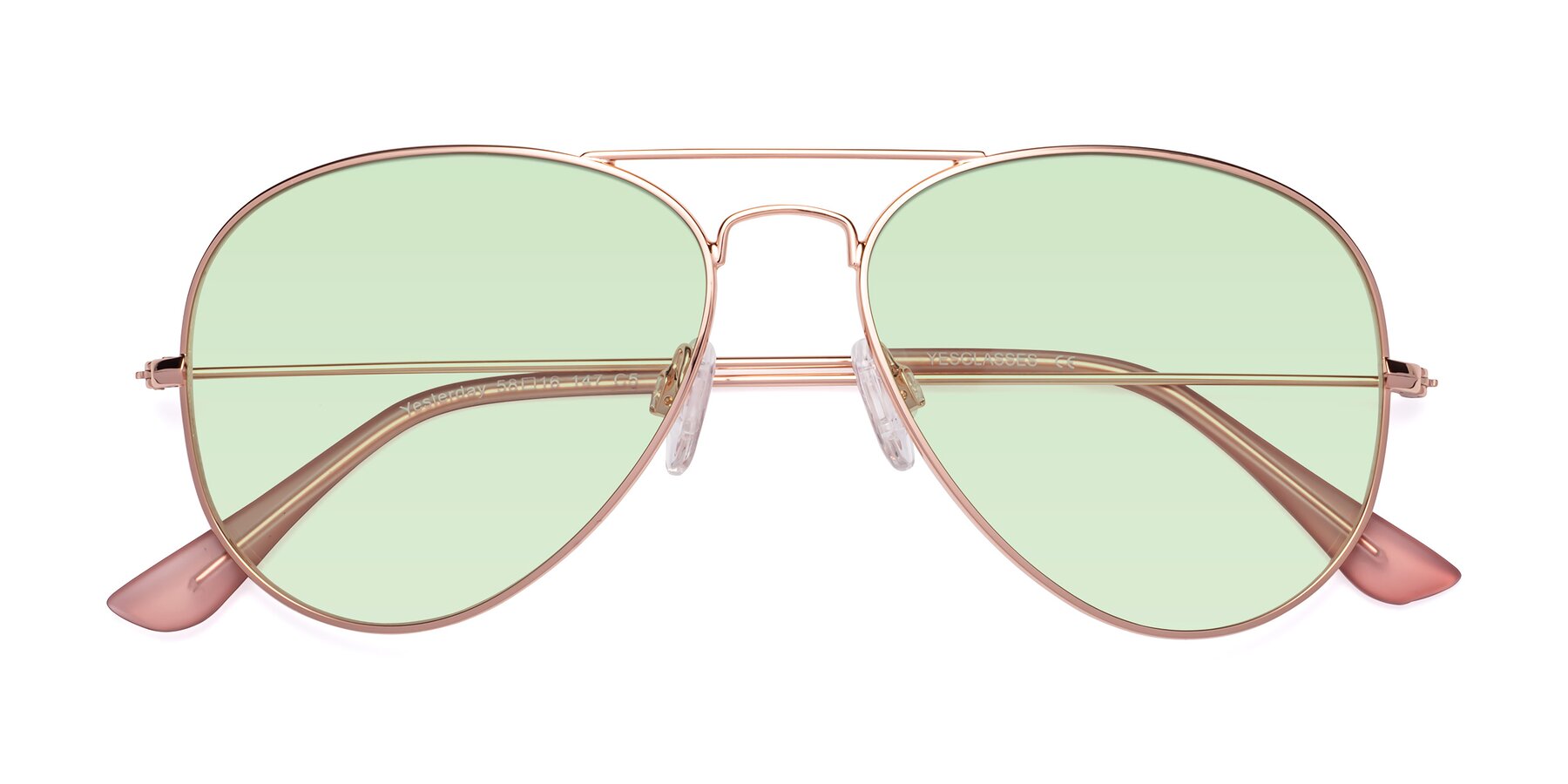 Folded Front of Yesterday in Rose Gold with Light Green Tinted Lenses