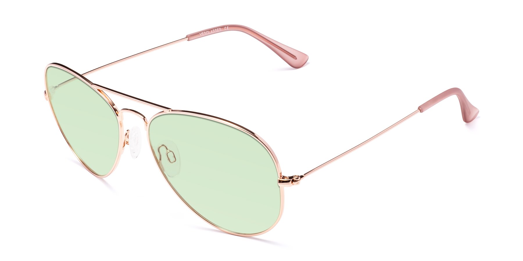 Angle of Yesterday in Rose Gold with Light Green Tinted Lenses