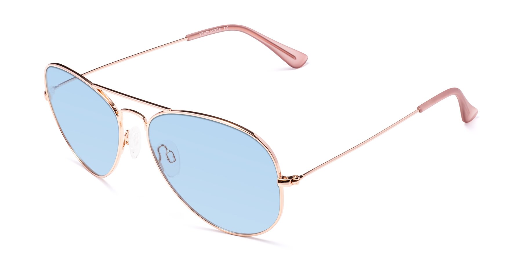 Angle of Yesterday in Rose Gold with Light Blue Tinted Lenses