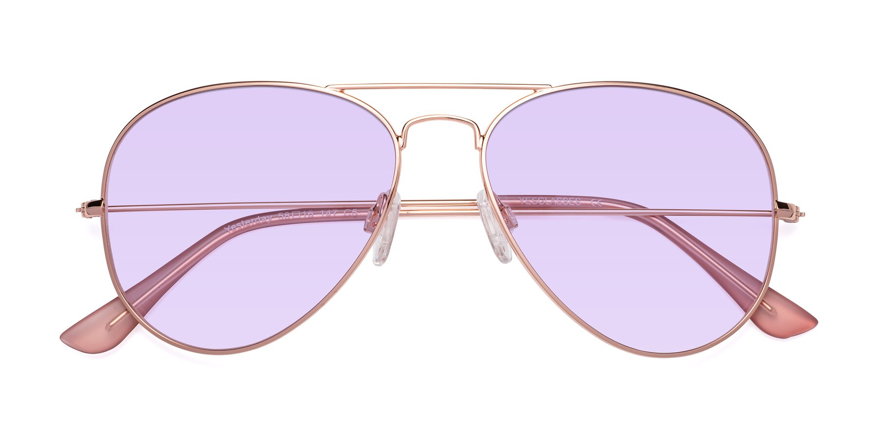 Folded Front of Yesterday in Rose Gold with Light Purple Tinted Lenses