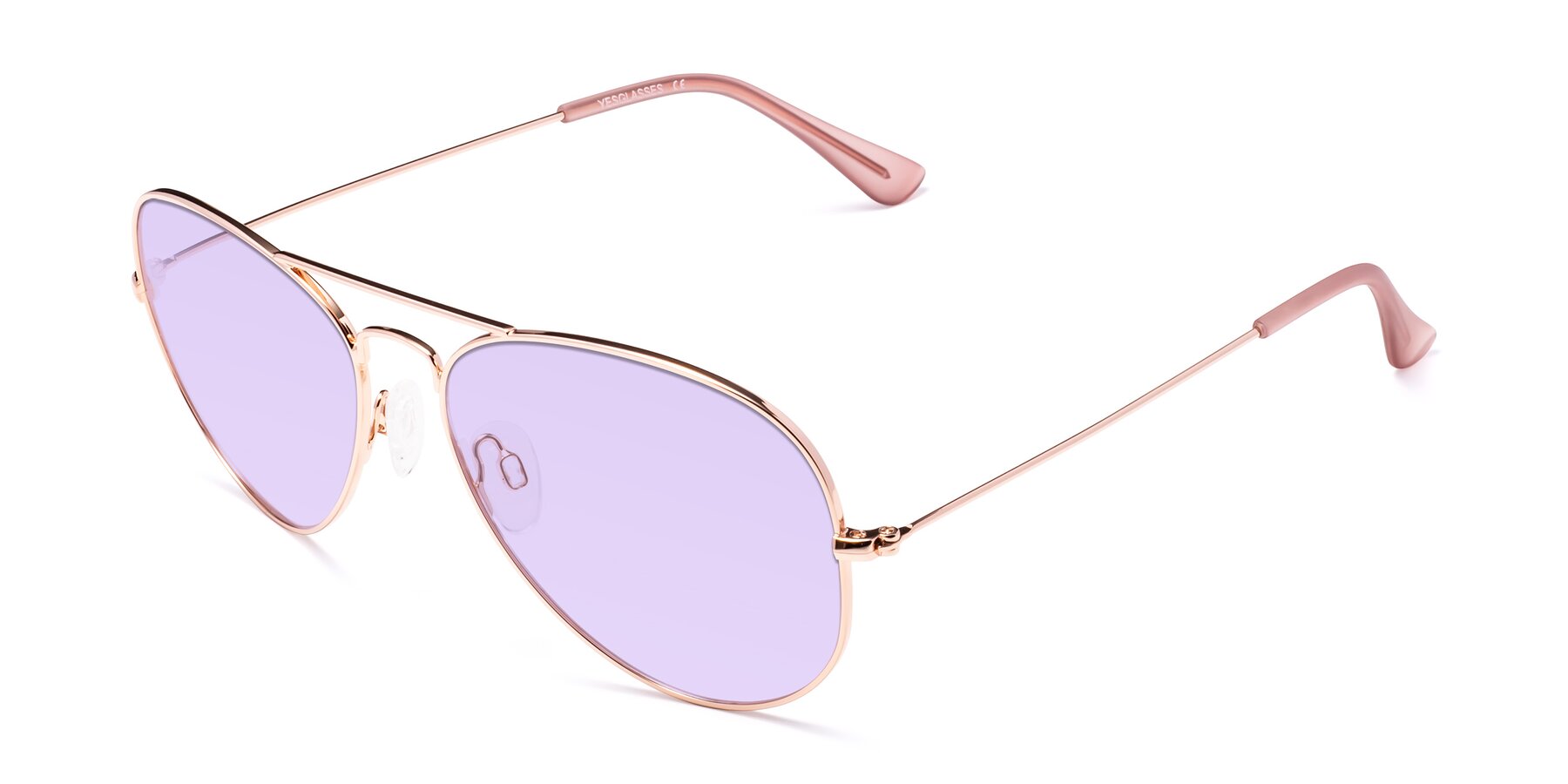 Angle of Yesterday in Rose Gold with Light Purple Tinted Lenses
