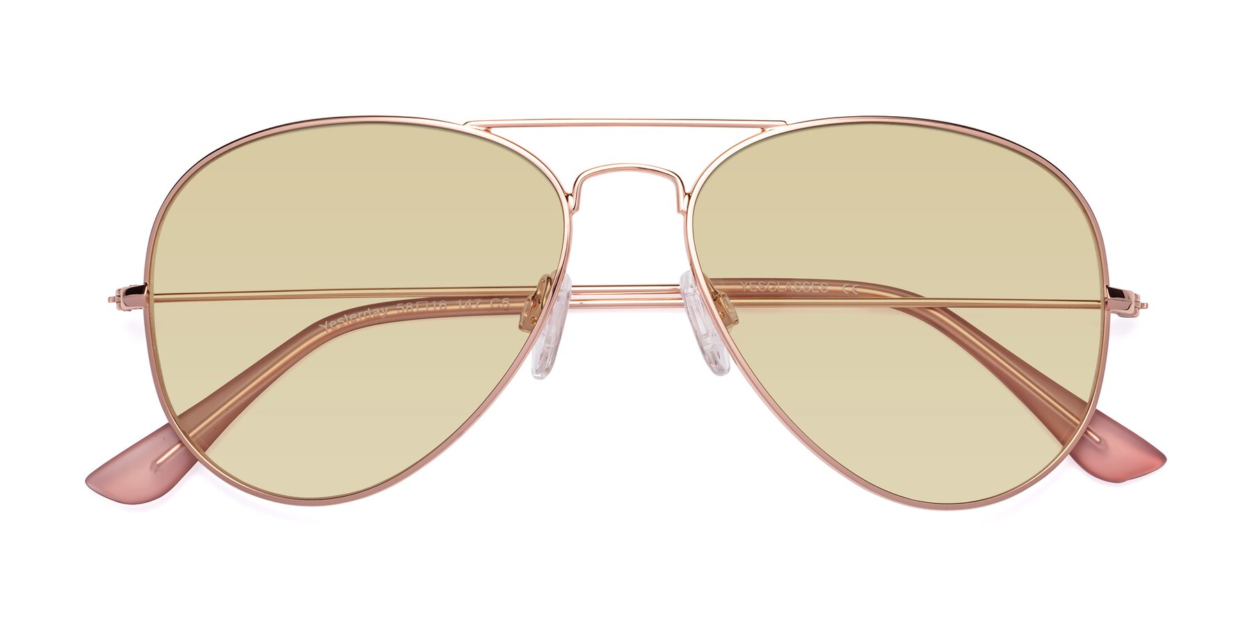 Folded Front of Yesterday in Rose Gold with Light Champagne Tinted Lenses