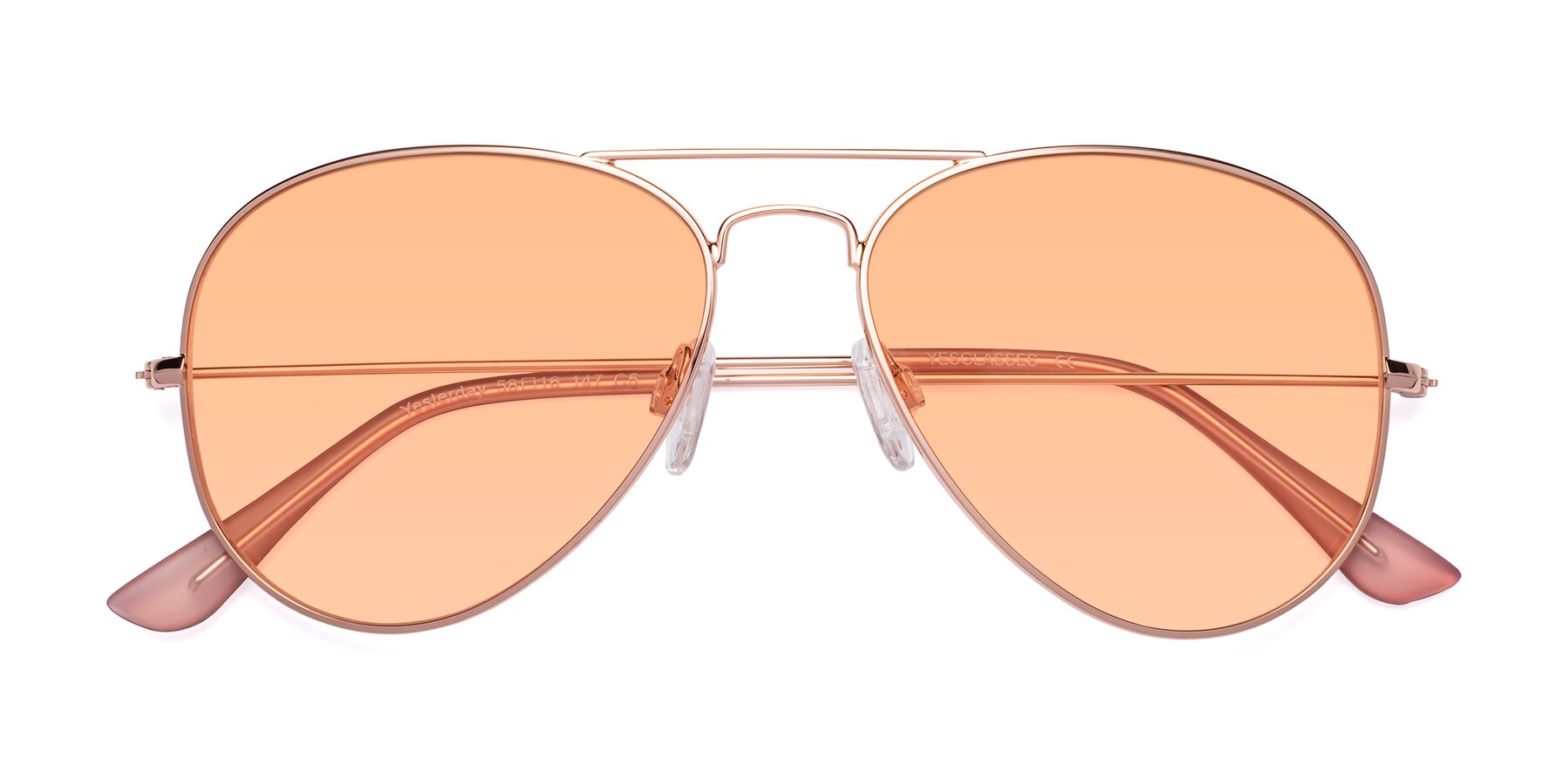 Folded Front of Yesterday in Rose Gold with Light Orange Tinted Lenses