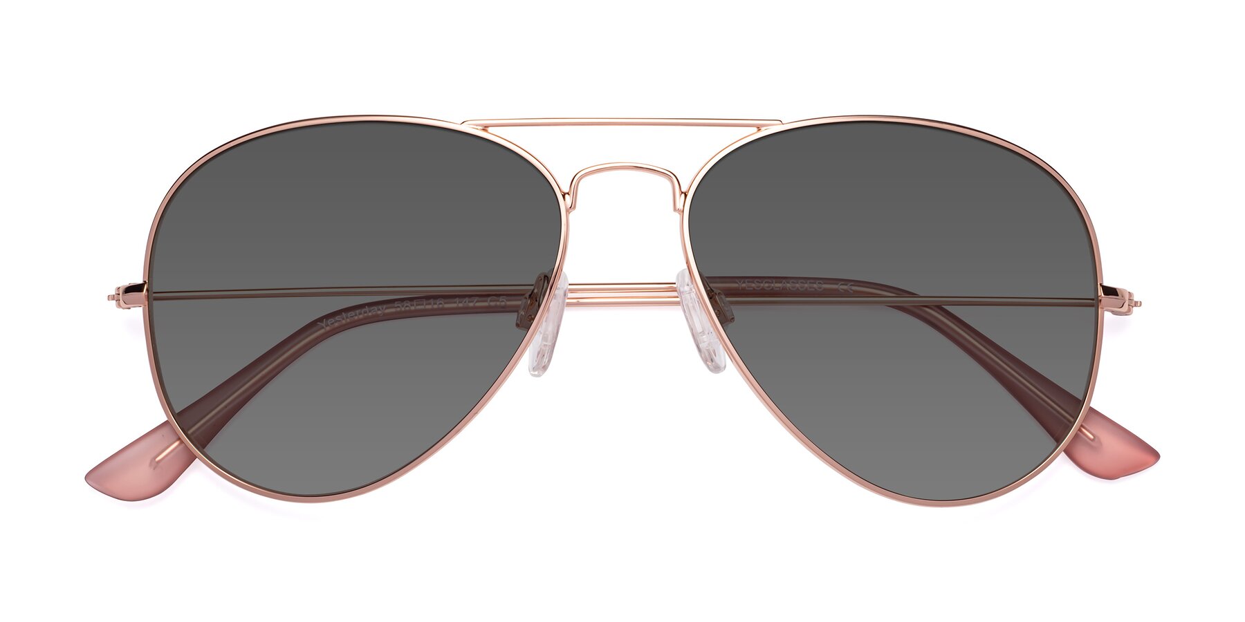Folded Front of Yesterday in Rose Gold with Medium Gray Tinted Lenses
