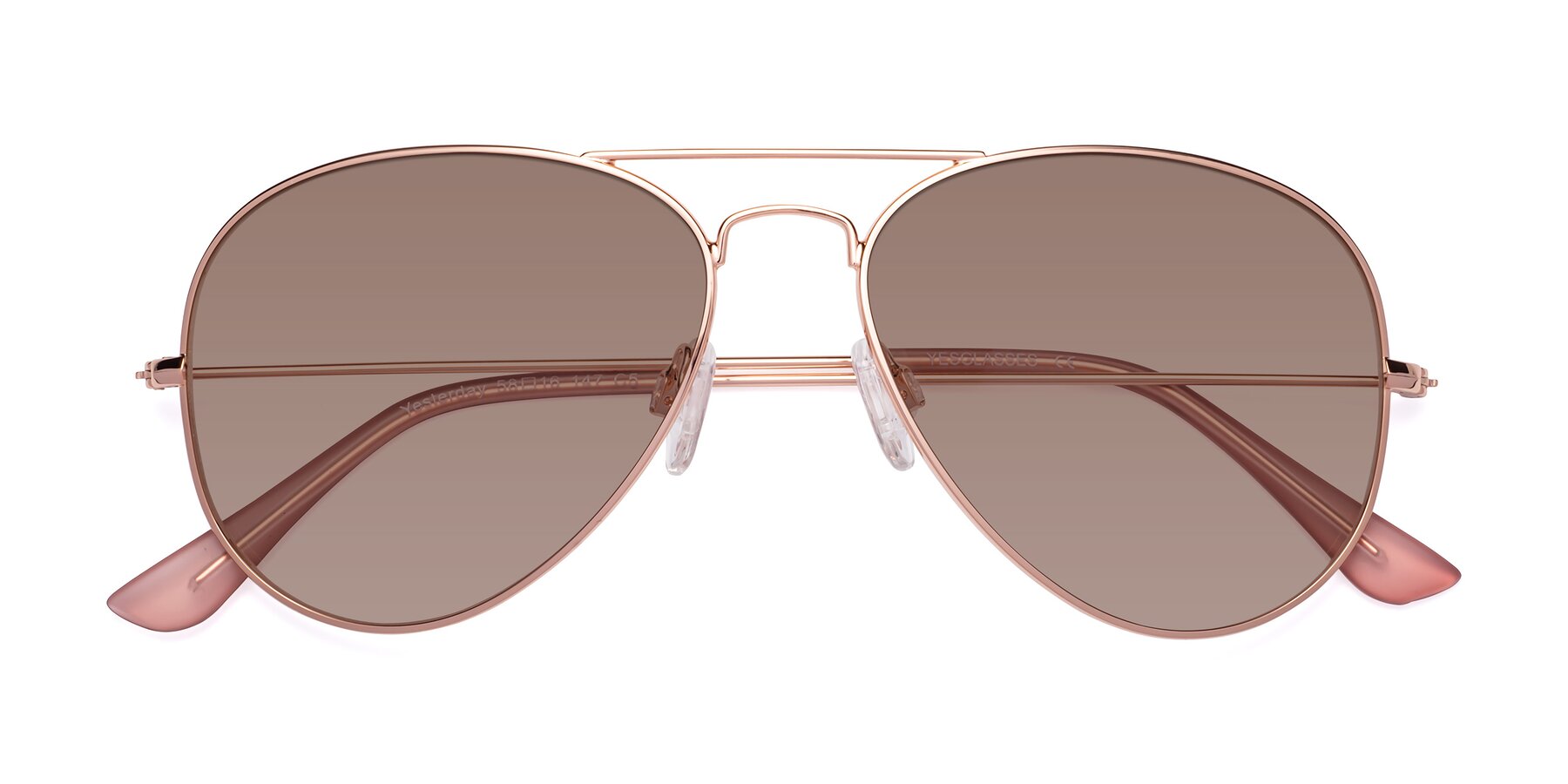 Folded Front of Yesterday in Rose Gold with Medium Brown Tinted Lenses