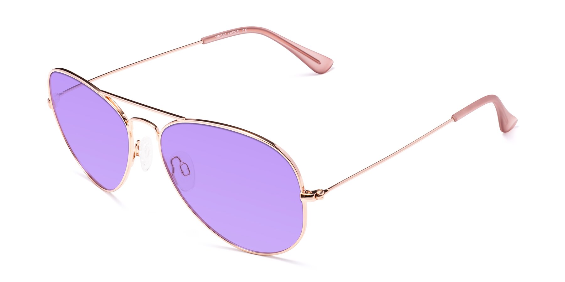 Angle of Yesterday in Rose Gold with Medium Purple Tinted Lenses