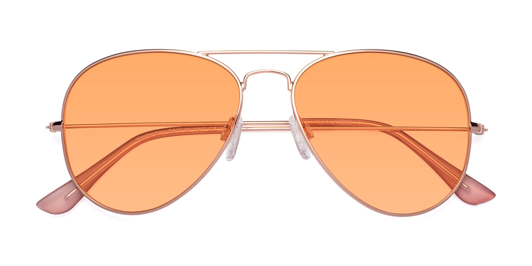 Folded Front of Yesterday in Rose Gold with Medium Orange Tinted Lenses