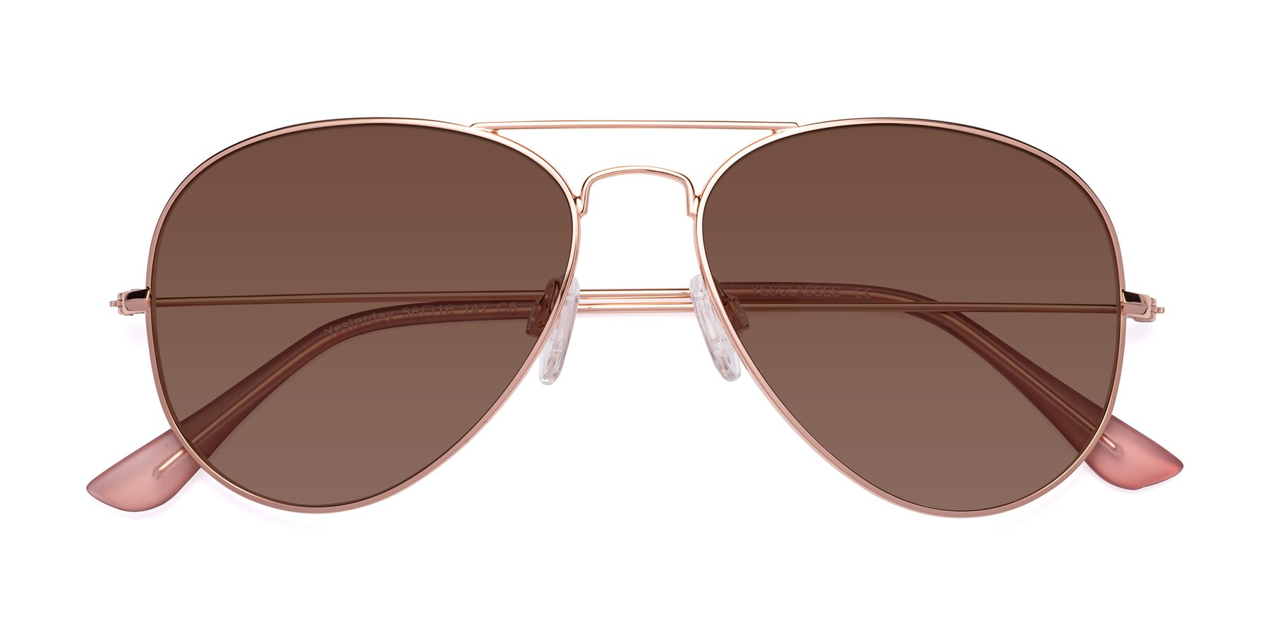 Folded Front of Yesterday in Rose Gold with Brown Tinted Lenses