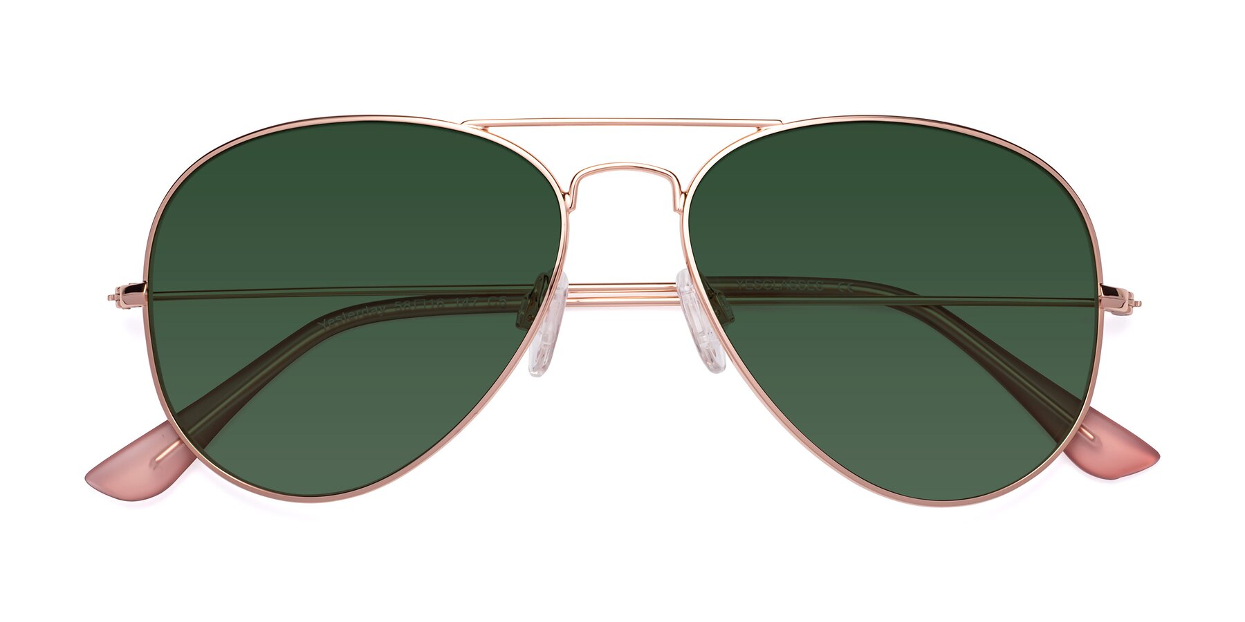 Folded Front of Yesterday in Rose Gold with Green Tinted Lenses