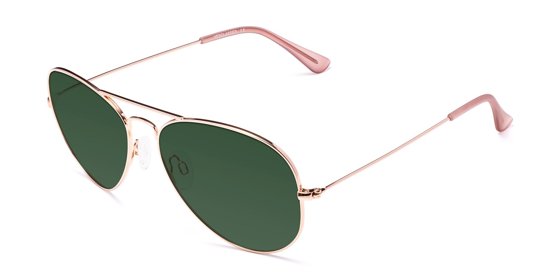 Angle of Yesterday in Rose Gold with Green Tinted Lenses