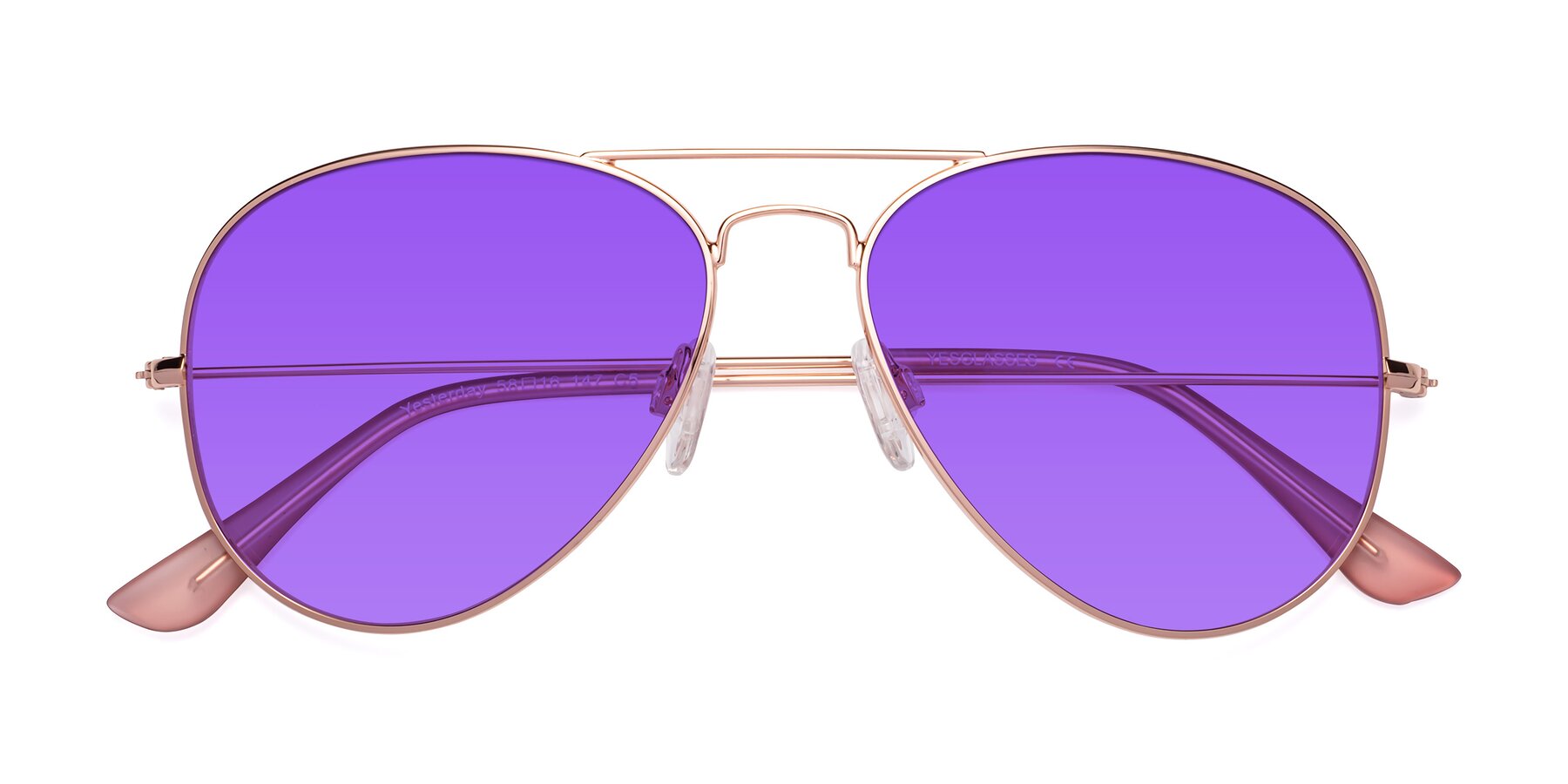 Folded Front of Yesterday in Rose Gold with Purple Tinted Lenses