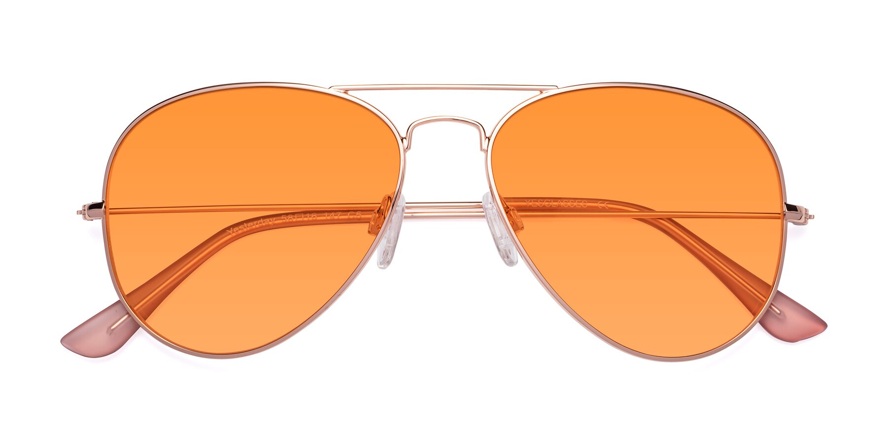 Folded Front of Yesterday in Rose Gold with Orange Tinted Lenses