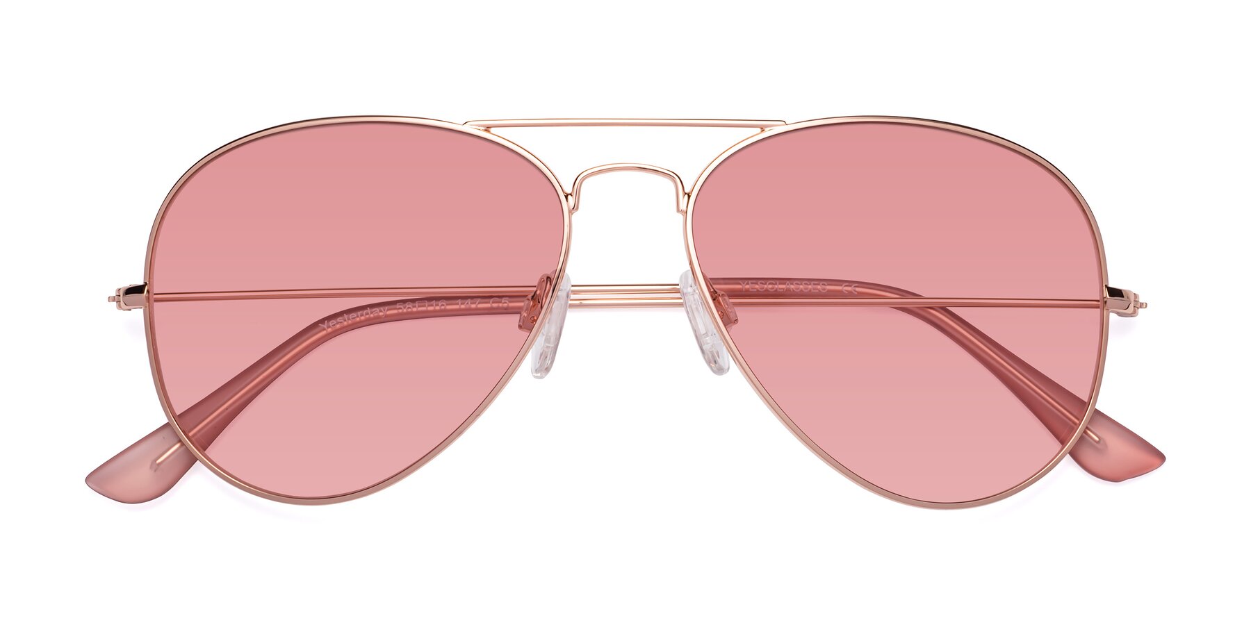 Folded Front of Yesterday in Rose Gold with Medium Garnet Tinted Lenses