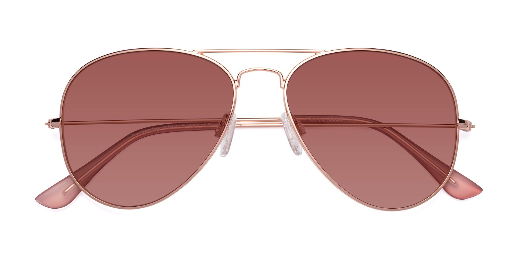 Folded Front of Yesterday in Rose Gold with Garnet Tinted Lenses