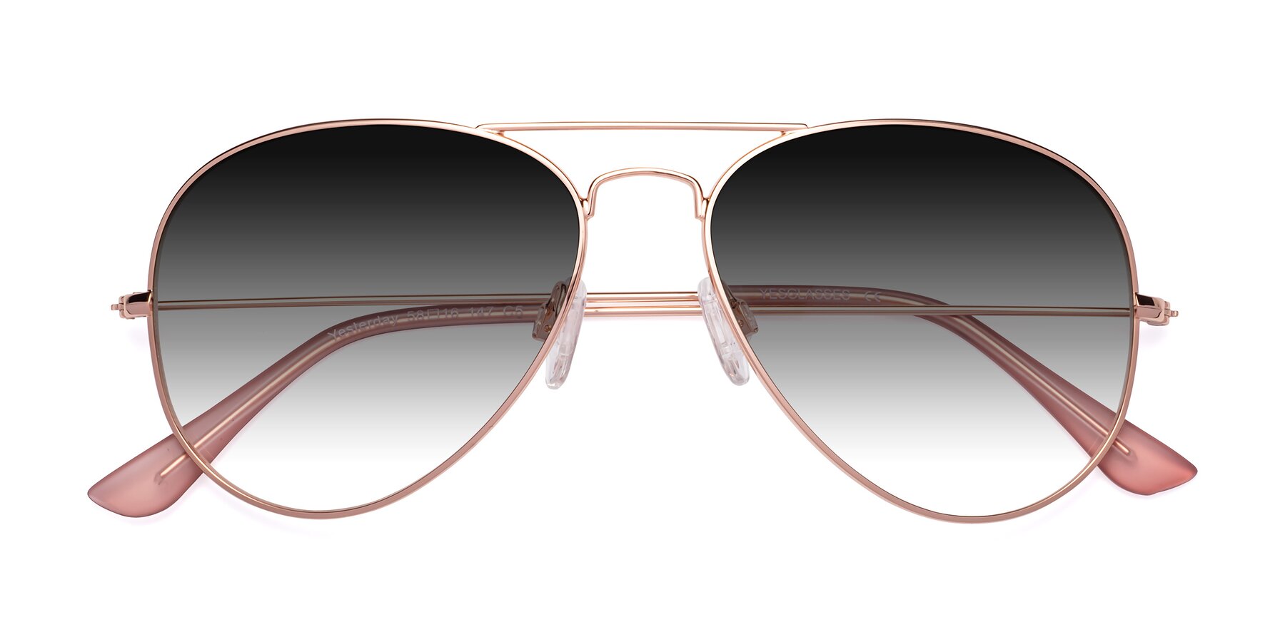 Folded Front of Yesterday in Rose Gold with Gray Gradient Lenses