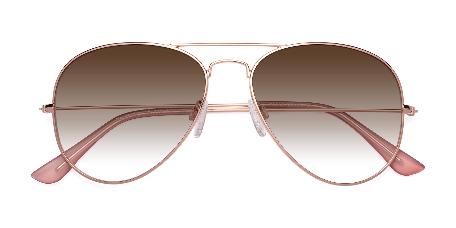 Folded Front of Yesterday in Rose Gold with Brown Gradient Lenses