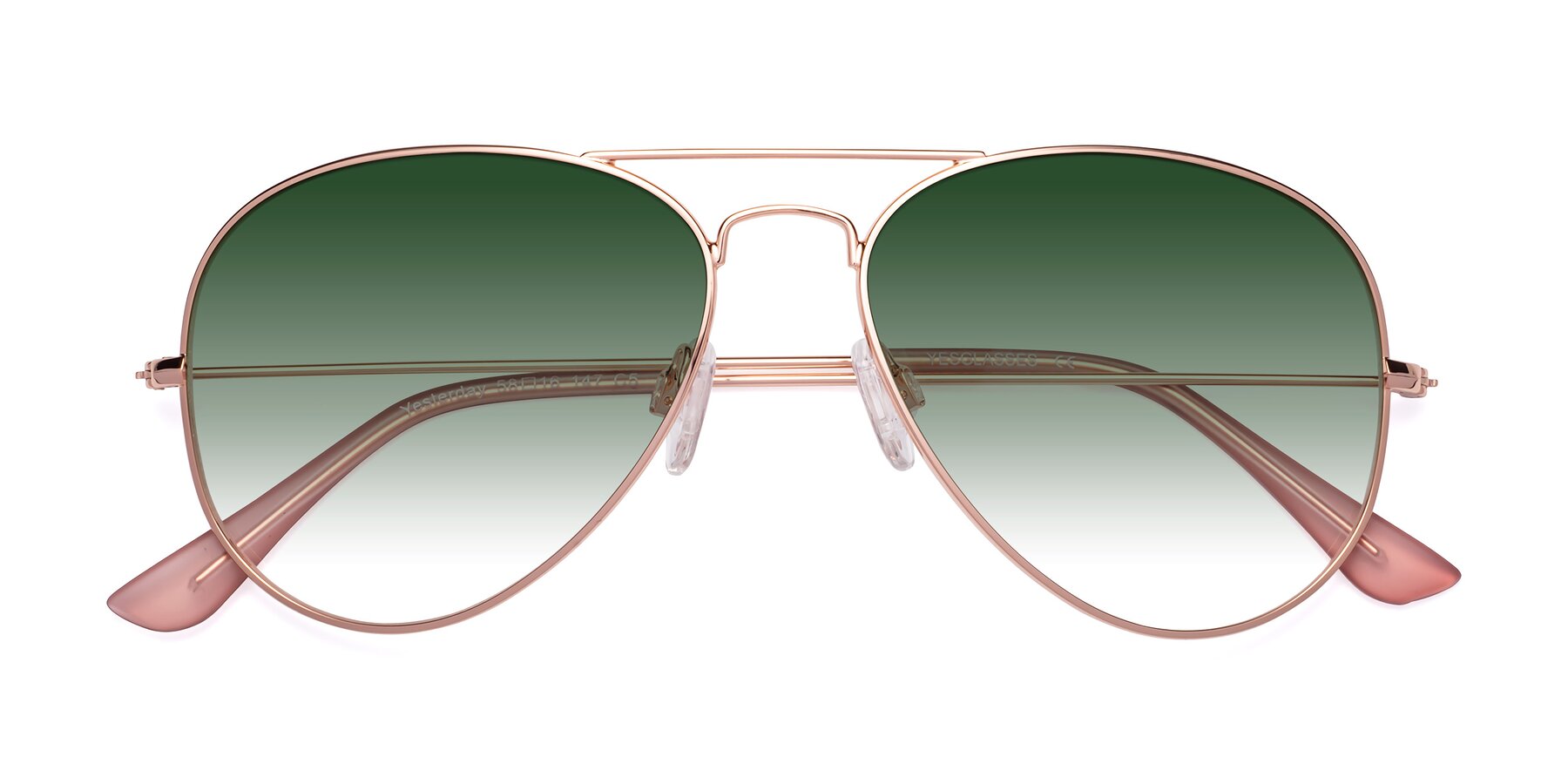 Folded Front of Yesterday in Rose Gold with Green Gradient Lenses
