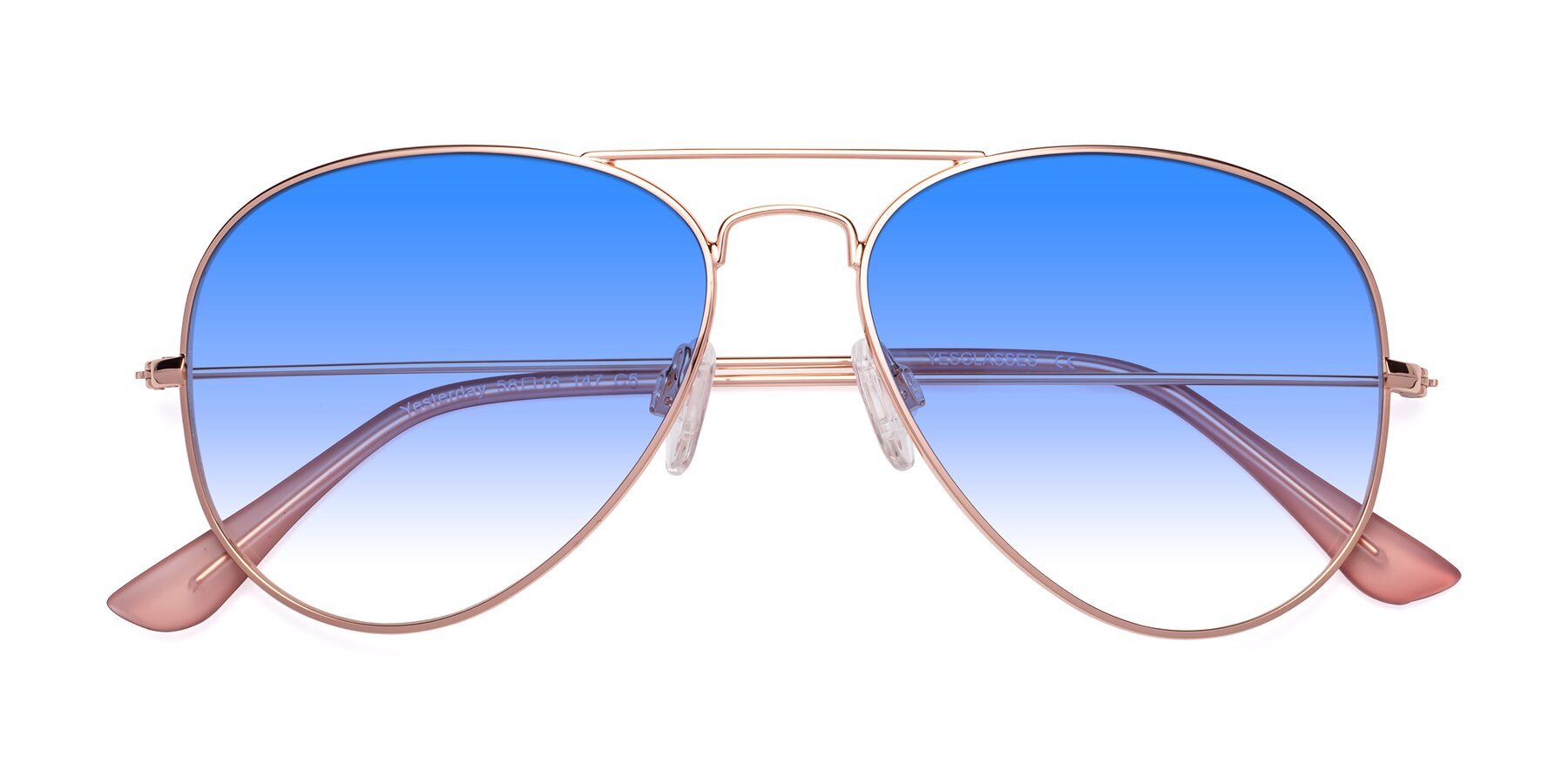 Folded Front of Yesterday in Rose Gold with Blue Gradient Lenses