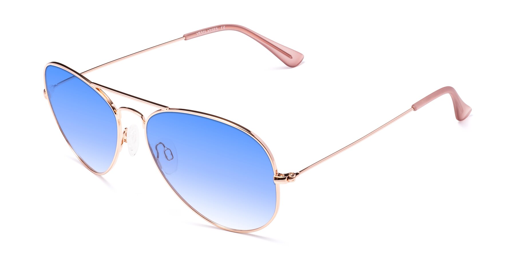 Angle of Yesterday in Rose Gold with Blue Gradient Lenses