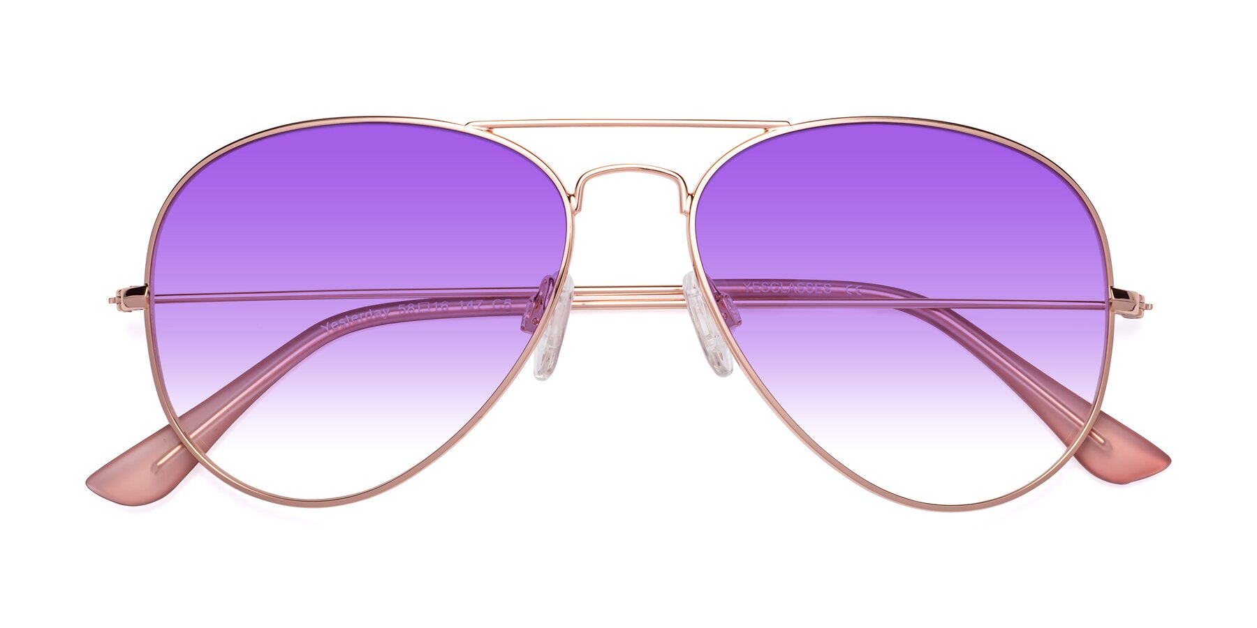 Folded Front of Yesterday in Rose Gold with Purple Gradient Lenses