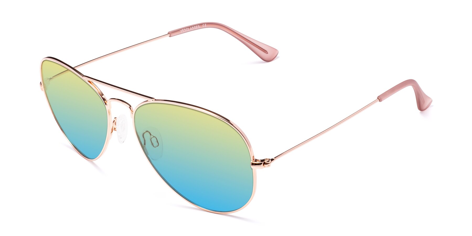 Angle of Yesterday in Rose Gold with Yellow / Blue Gradient Lenses