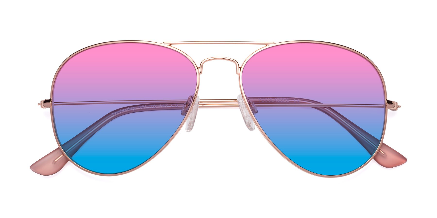 Folded Front of Yesterday in Rose Gold with Pink / Blue Gradient Lenses