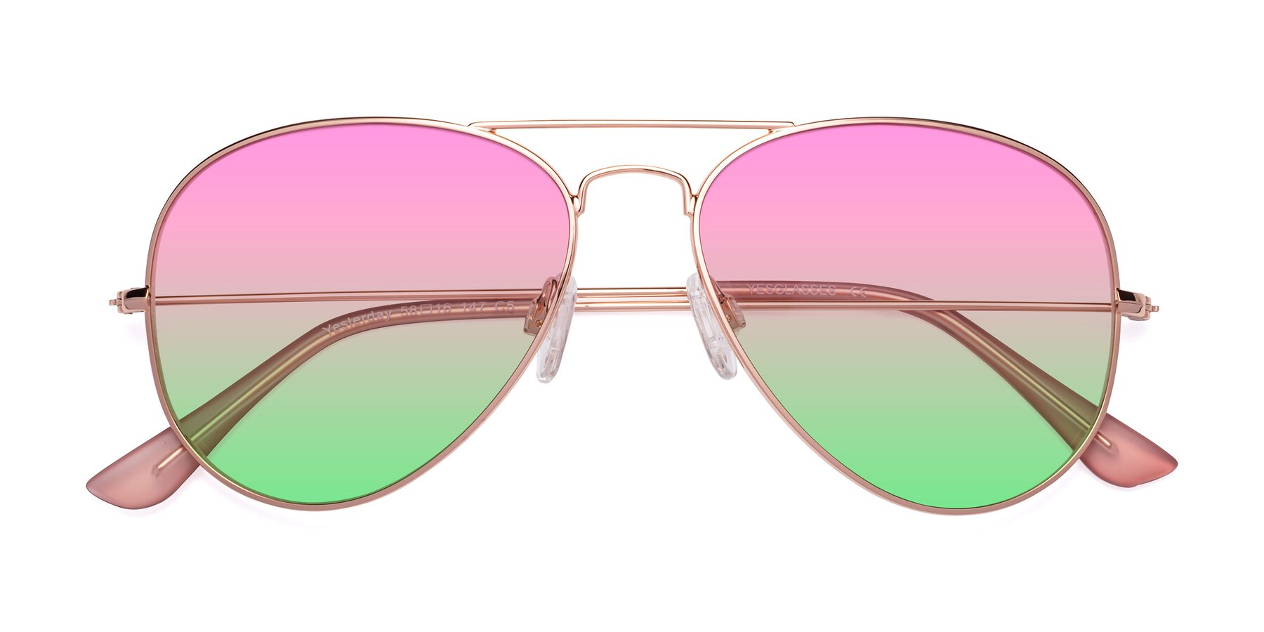 Folded Front of Yesterday in Rose Gold with Pink / Green Gradient Lenses