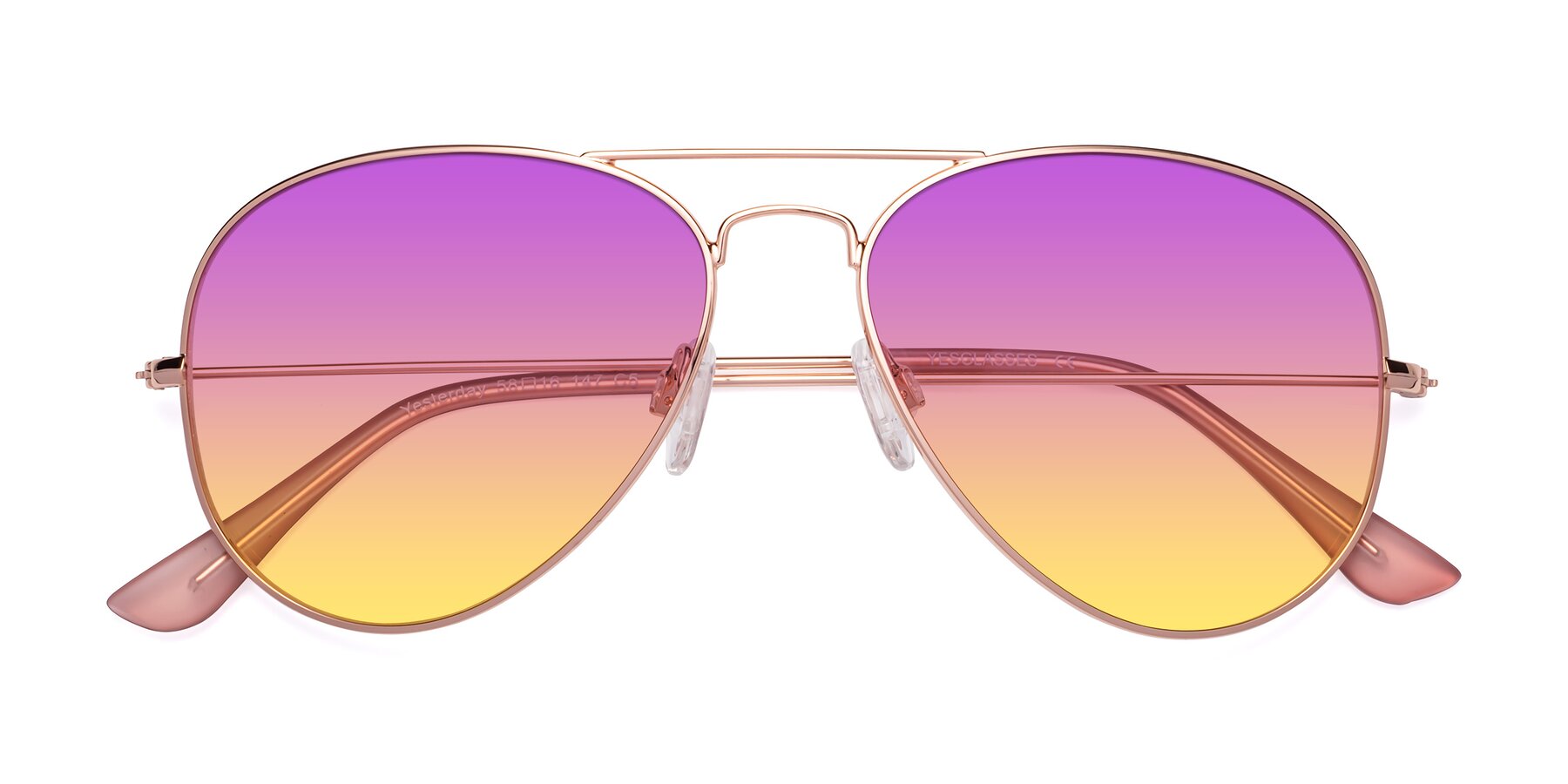 Folded Front of Yesterday in Rose Gold with Purple / Yellow Gradient Lenses