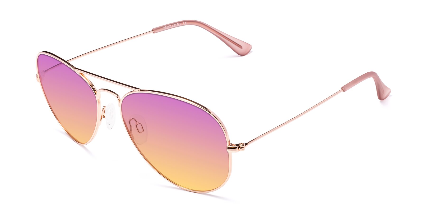Angle of Yesterday in Rose Gold with Purple / Yellow Gradient Lenses
