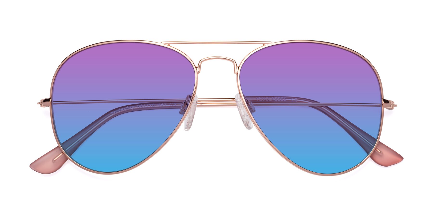 Folded Front of Yesterday in Rose Gold with Purple / Blue Gradient Lenses