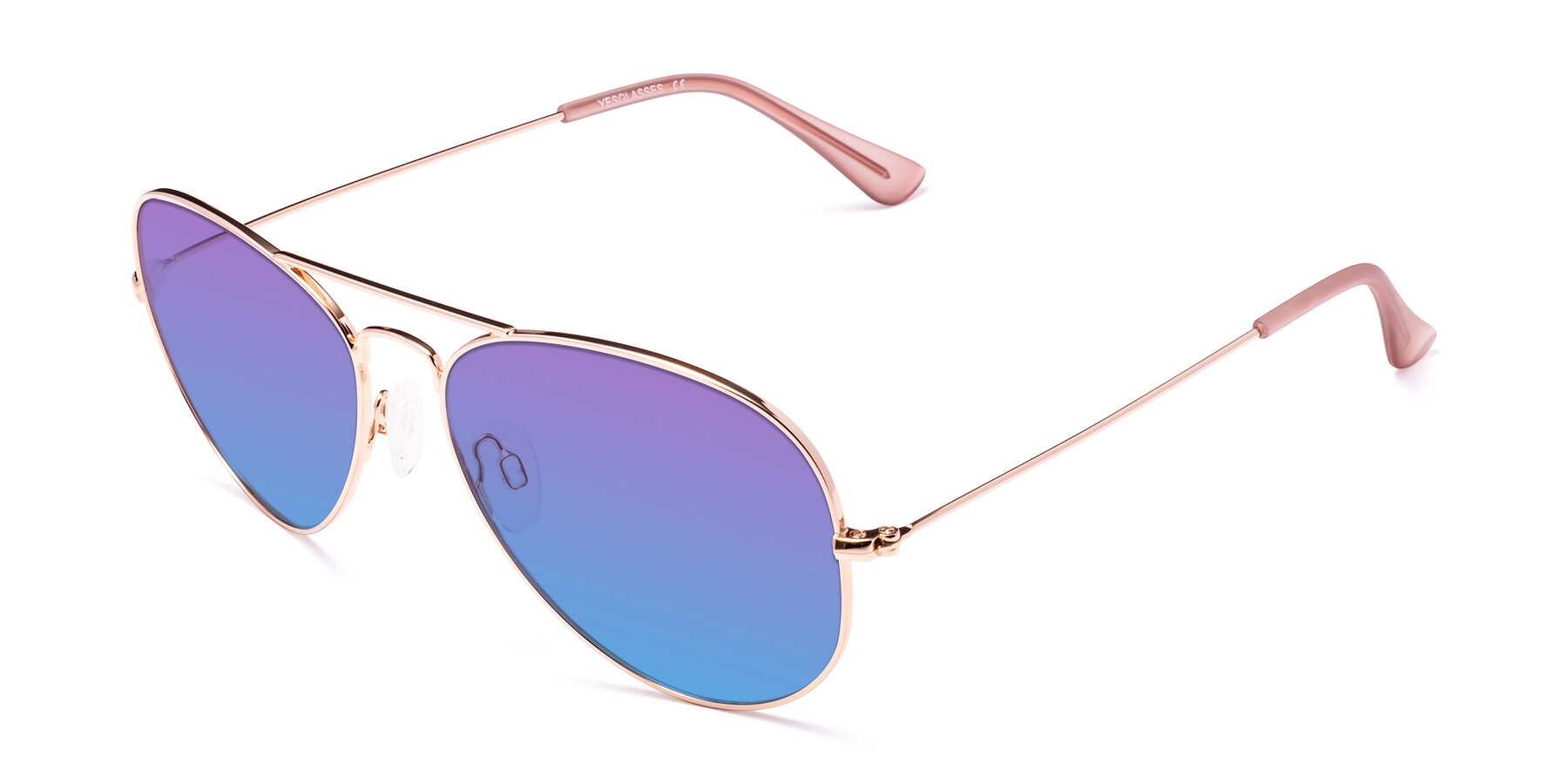 Angle of Yesterday in Rose Gold with Purple / Blue Gradient Lenses