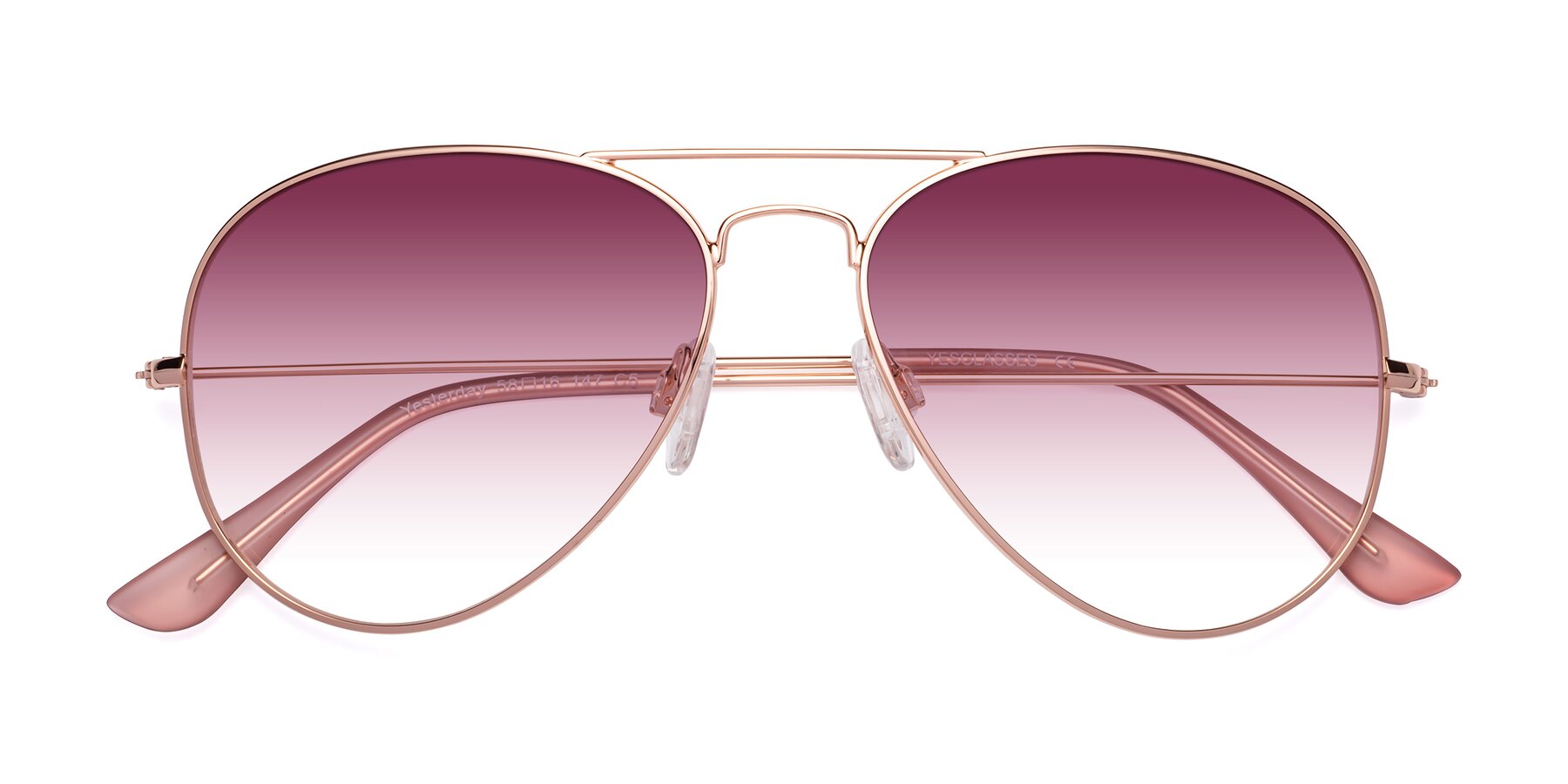 Folded Front of Yesterday in Rose Gold with Wine Gradient Lenses