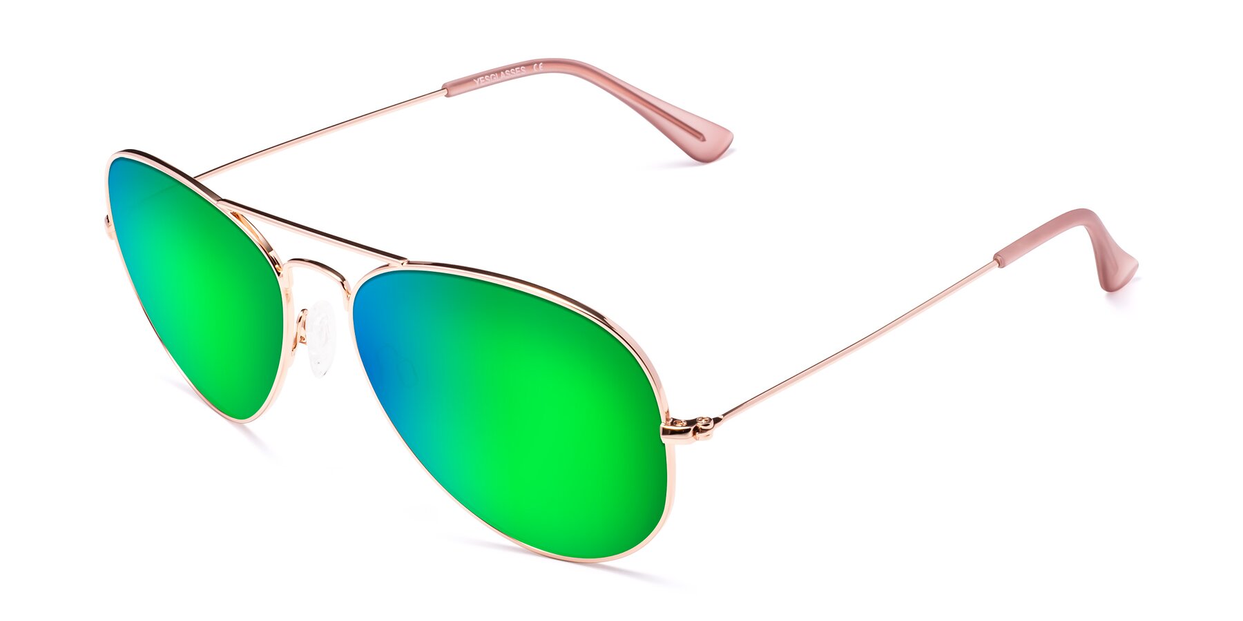 Angle of Yesterday in Rose Gold with Green Mirrored Lenses