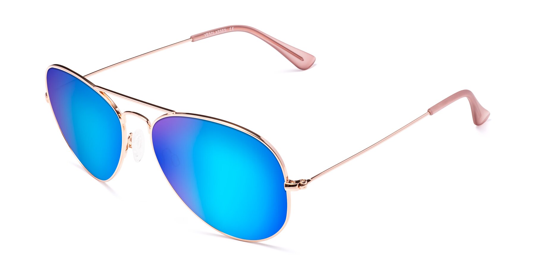 Angle of Yesterday in Rose Gold with Blue Mirrored Lenses