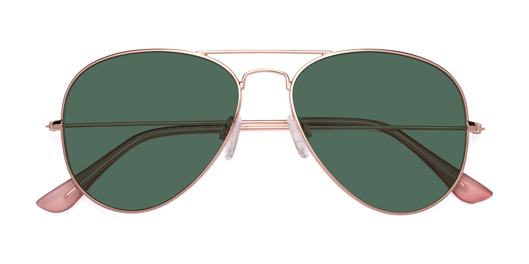 Folded Front of Yesterday in Rose Gold with Green Polarized Lenses