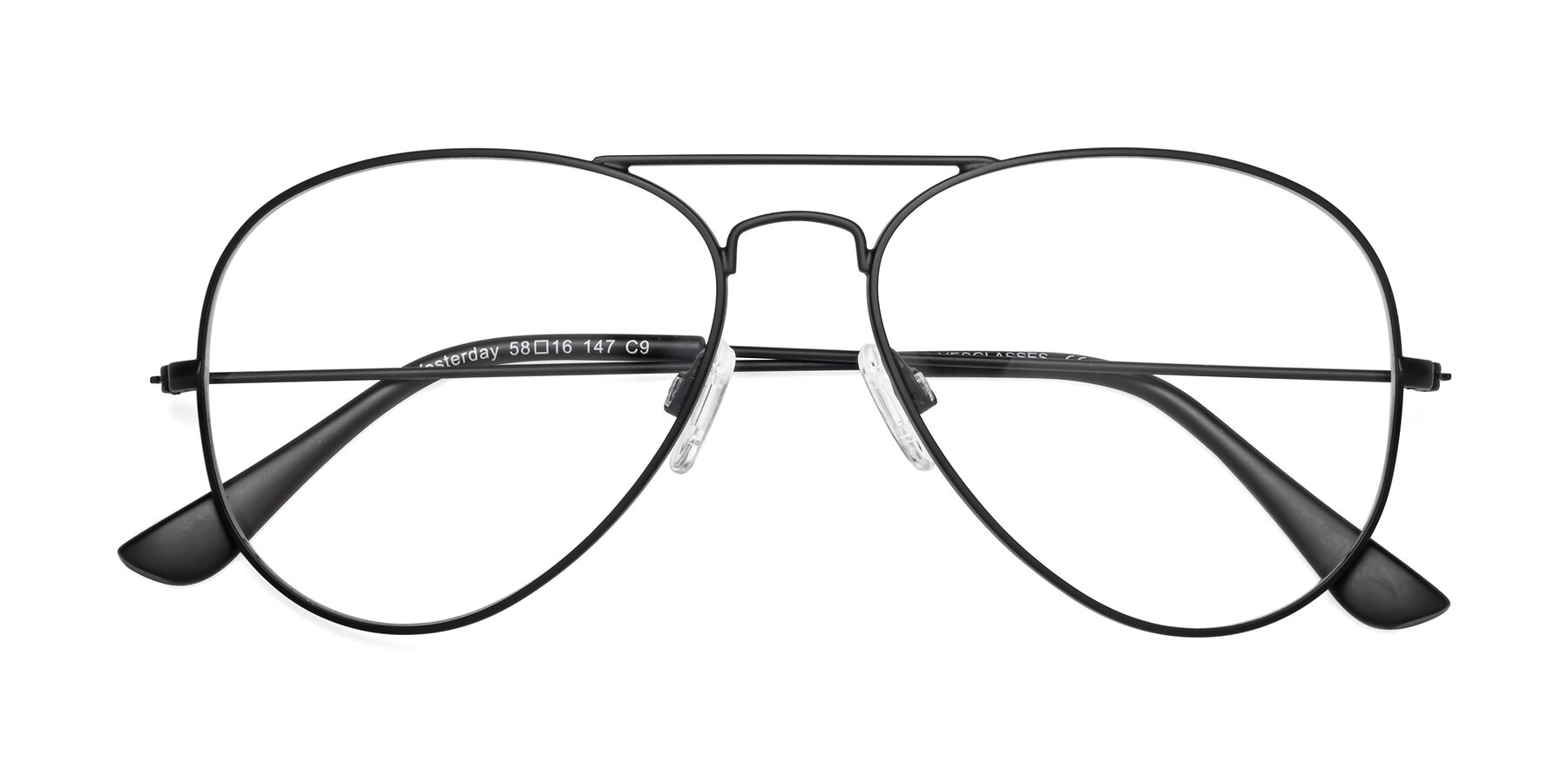 Folded Front of Yesterday in Black with Clear Reading Eyeglass Lenses