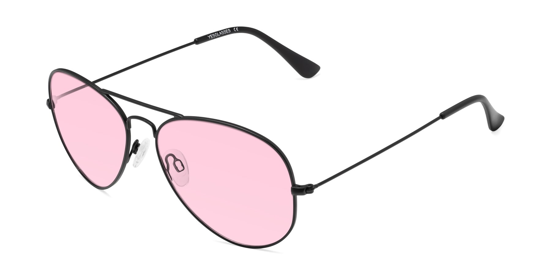 Angle of Yesterday in Black with Light Pink Tinted Lenses