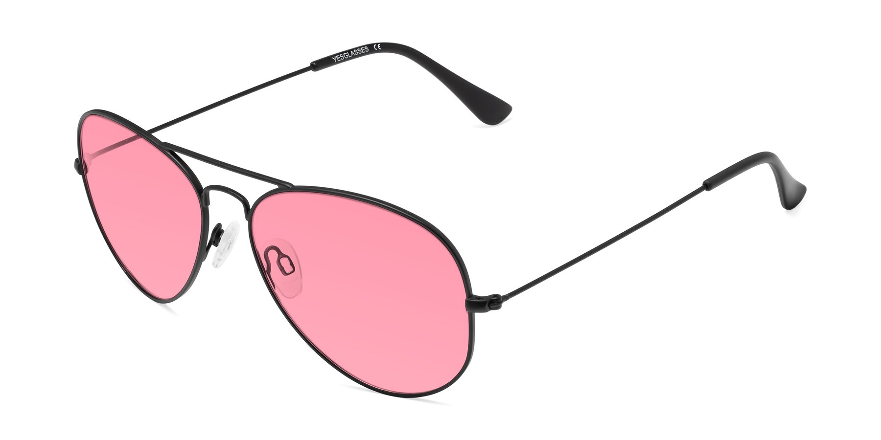 Angle of Yesterday in Black with Pink Tinted Lenses