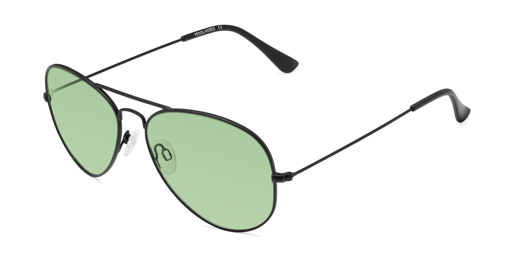 Angle of Yesterday in Black with Medium Green Tinted Lenses