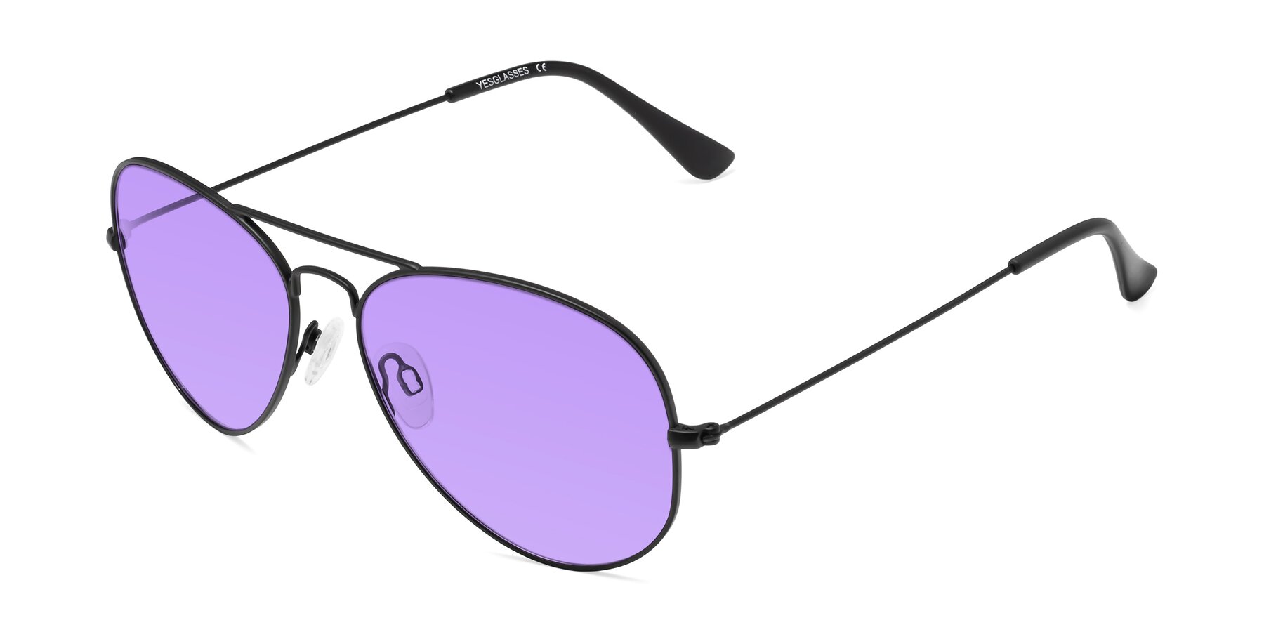 Angle of Yesterday in Black with Medium Purple Tinted Lenses