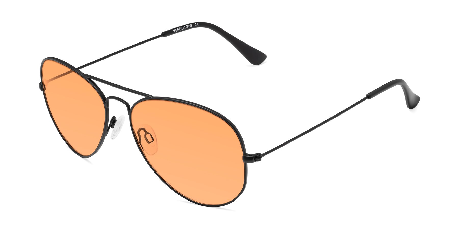 Angle of Yesterday in Black with Medium Orange Tinted Lenses