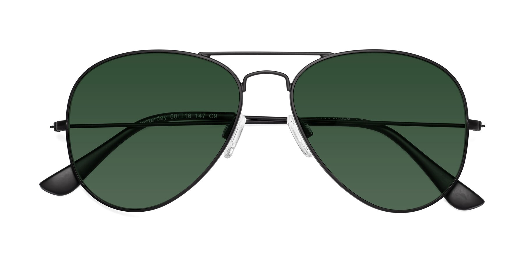 Folded Front of Yesterday in Black with Green Tinted Lenses