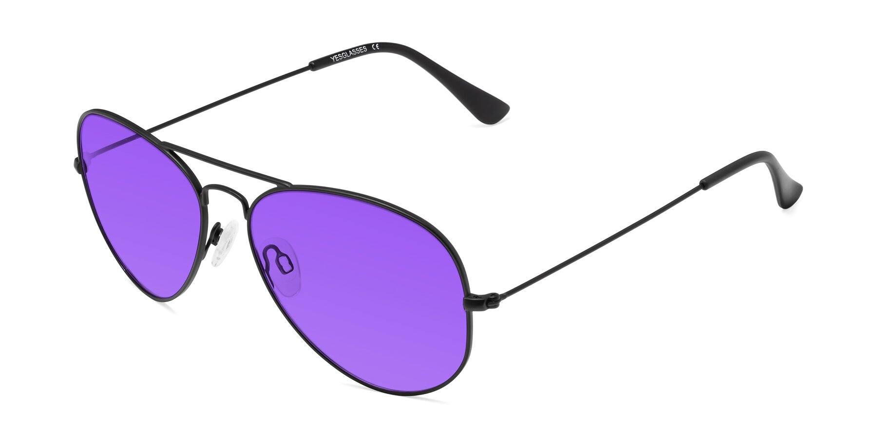 Angle of Yesterday in Black with Purple Tinted Lenses