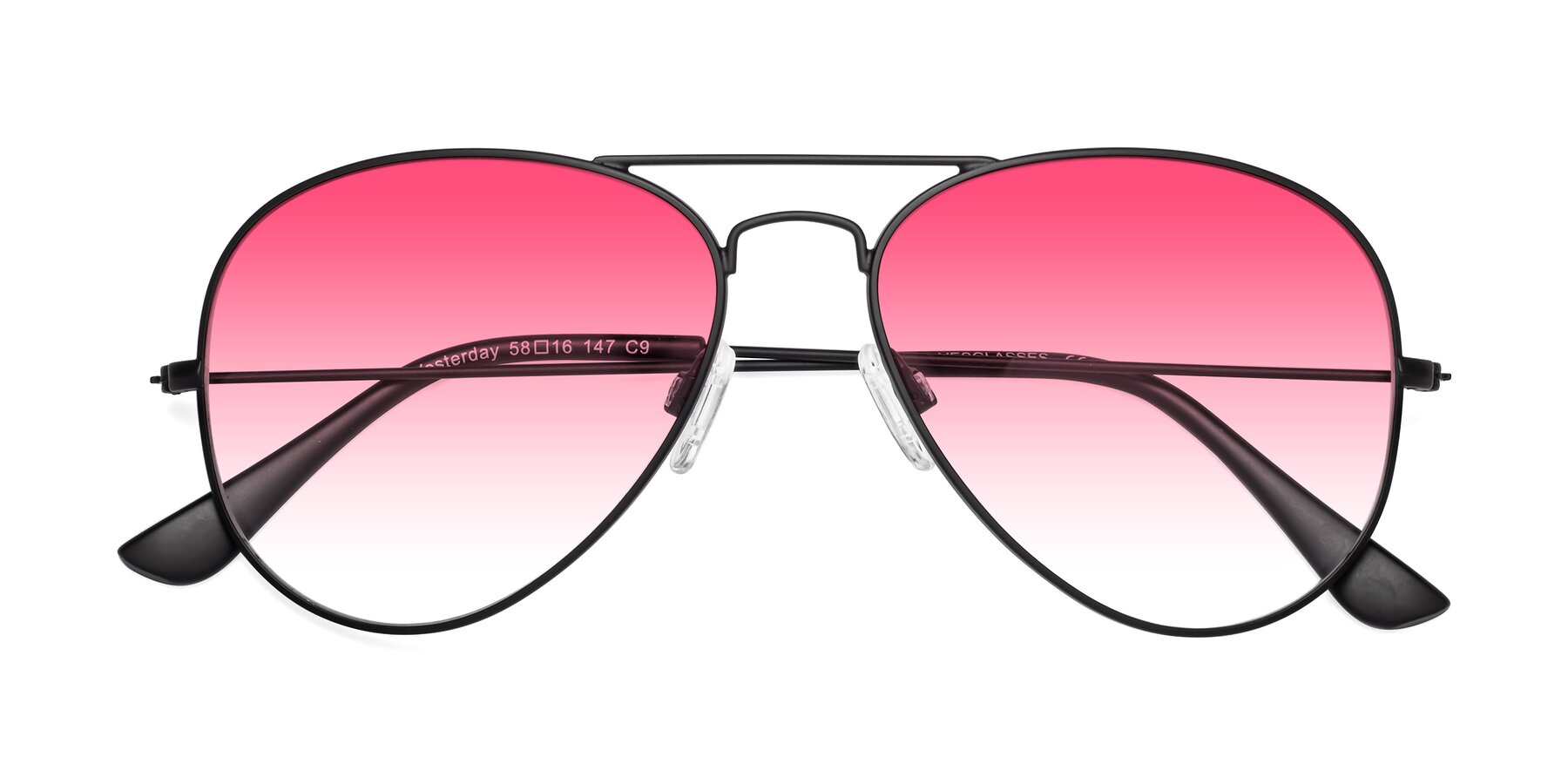 Folded Front of Yesterday in Black with Pink Gradient Lenses