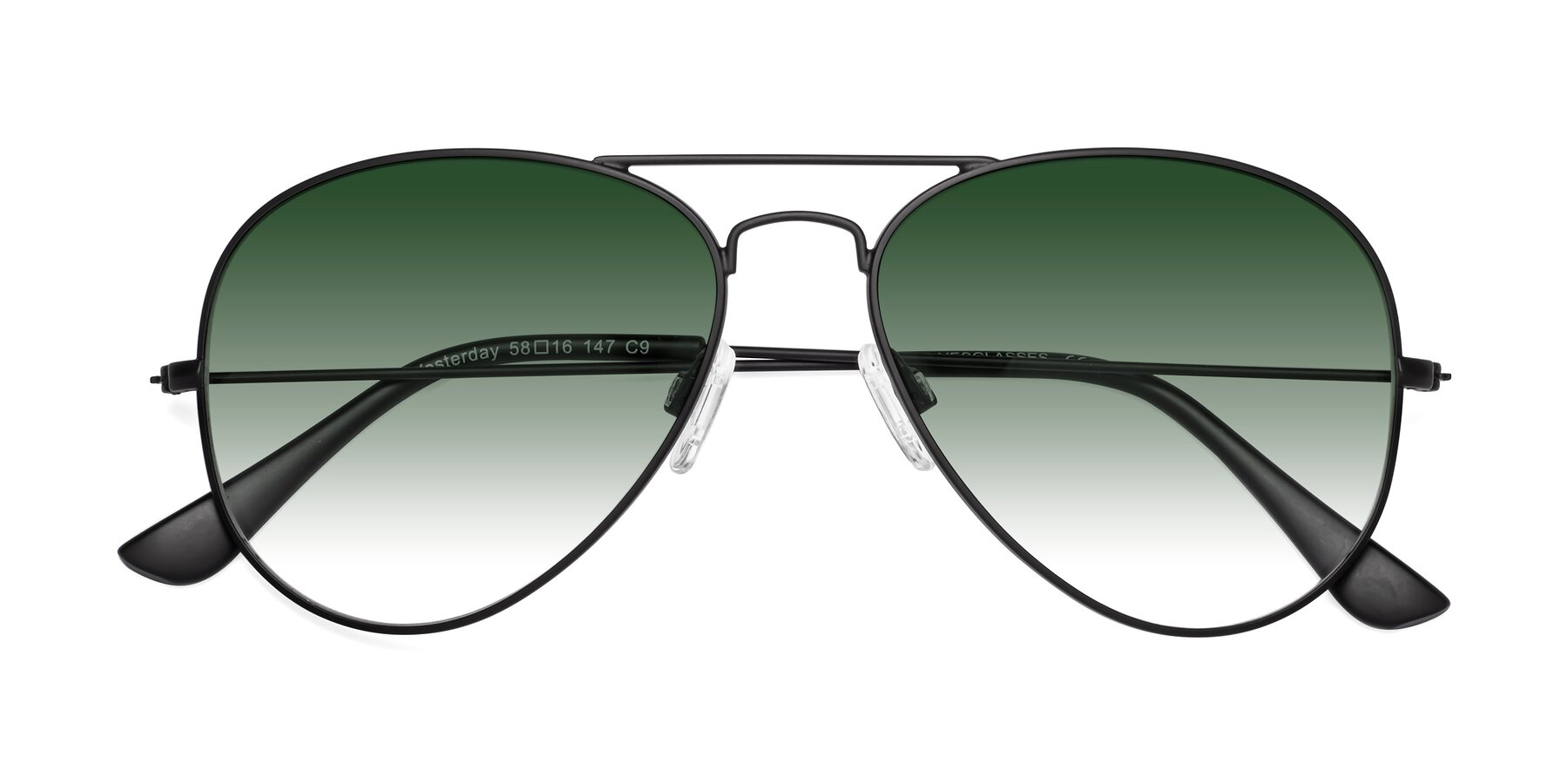 Folded Front of Yesterday in Black with Green Gradient Lenses