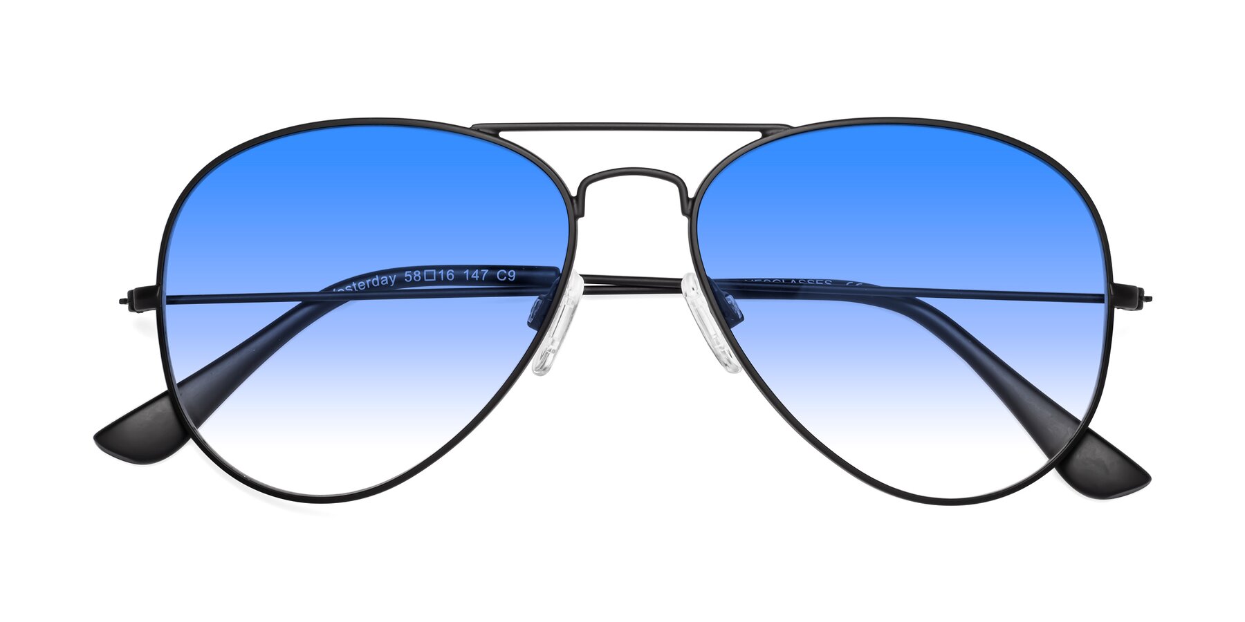 Folded Front of Yesterday in Black with Blue Gradient Lenses