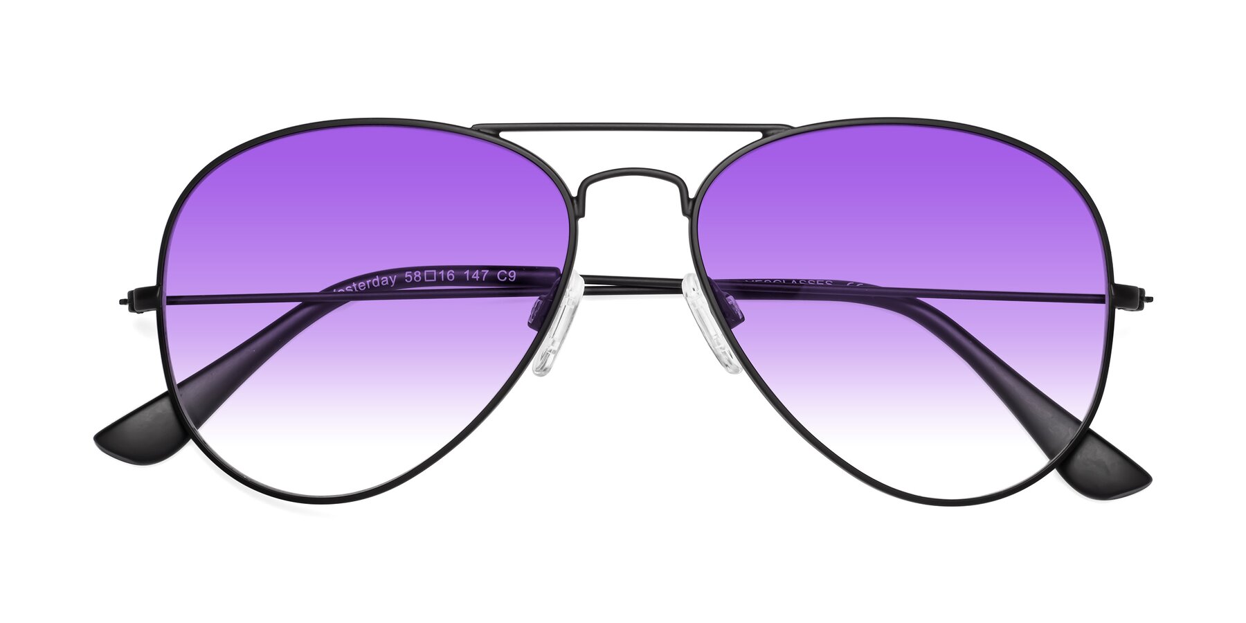 Folded Front of Yesterday in Black with Purple Gradient Lenses